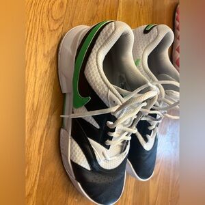 Nike Black and White Sneakers with Green Accents